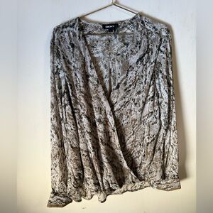 DKNY Women's Snake Print Top - Brown and Gray Size L